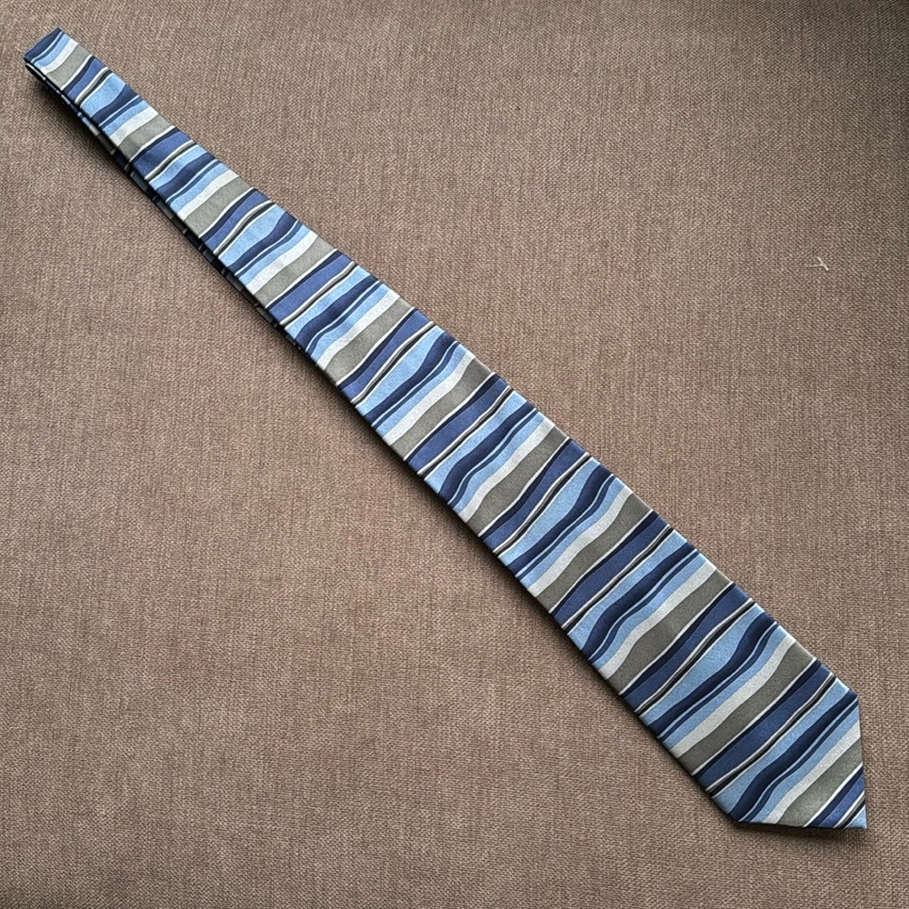 men’s silk tie Blue green stripe